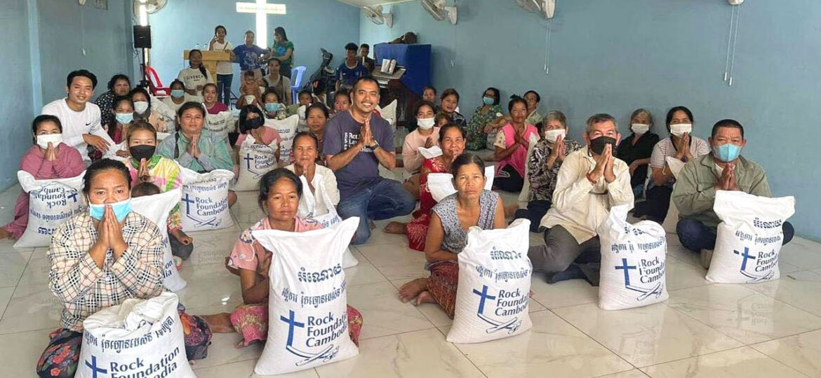 Rice distribution to Mercy Village Church